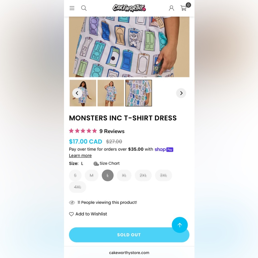 Monsters Inc Graphic T-Shirt Dress- sold out in stores - Picture 4 of 7